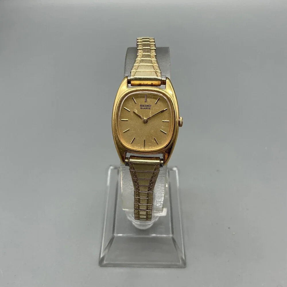 Vintage Seiko 2820-5630 Womens Watch 18mm Gold Dial Gold Tone New Battery
